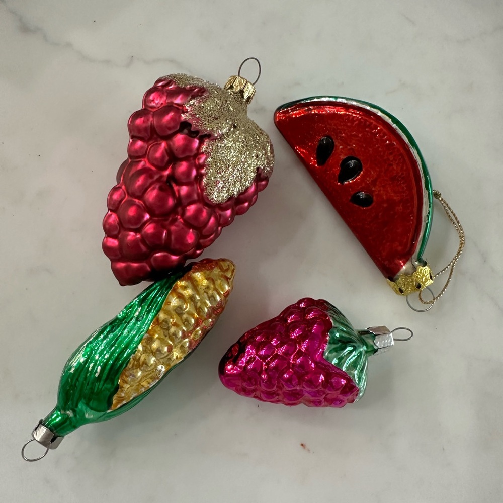 Vintage Christmas Ornaments - Red, Green, Gold, Pink
